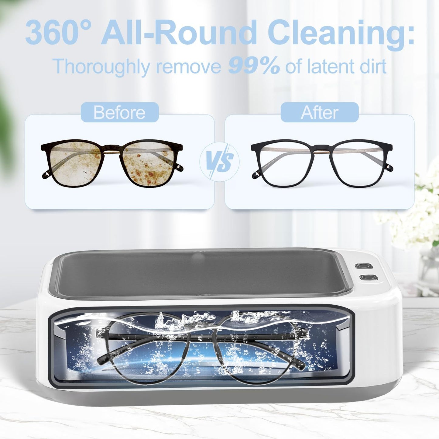3-in-1 Ultrasonic Cleaner for Dentures, Glasses & Jewelry
