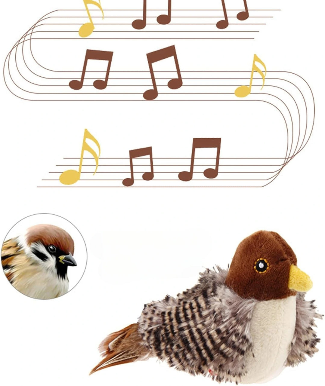 Interactive Bird Plush Cat Toy – Sound & Motion Simulation