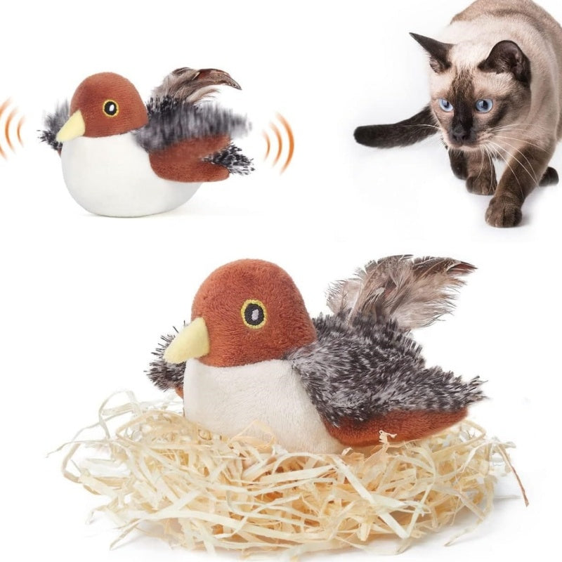 Interactive Bird Plush Cat Toy – Sound & Motion Simulation