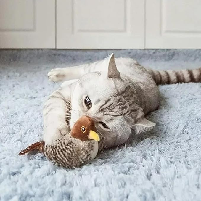 Interactive Bird Plush Cat Toy – Sound & Motion Simulation