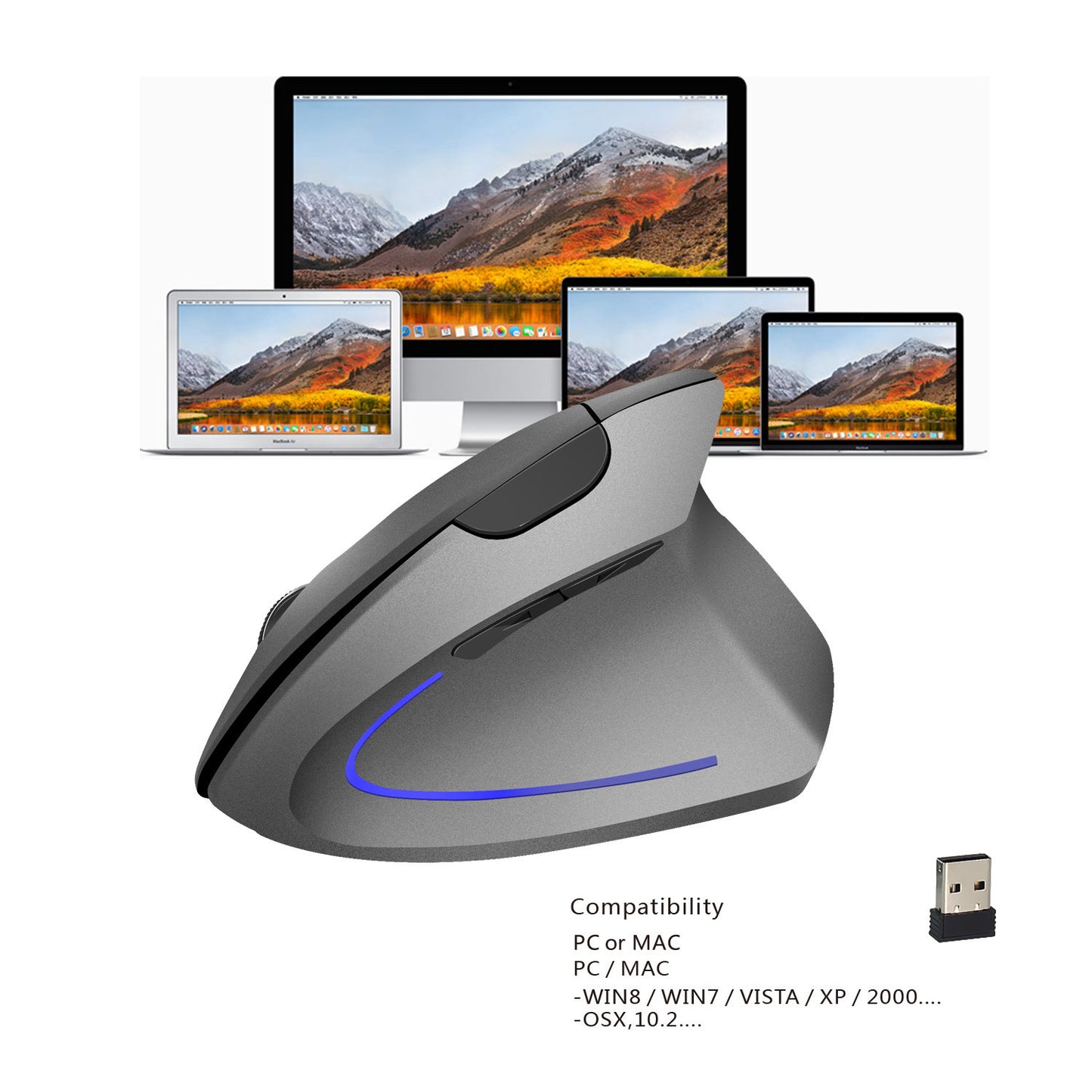 Wrist Healing Vertical Mouse - Colorful Light