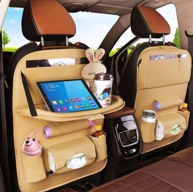 Multifunctional Car Seat Back Organizer with Foldable Table