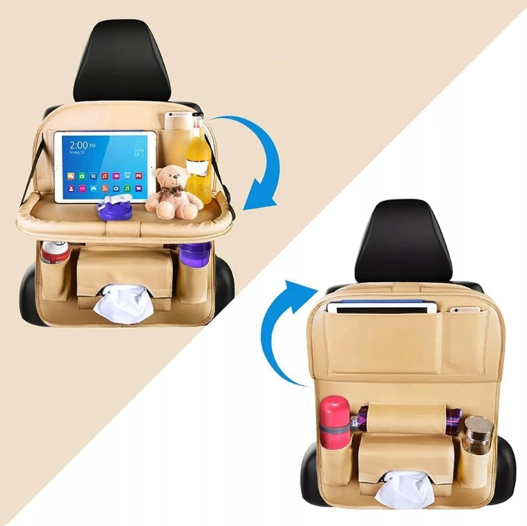 Multifunctional Car Seat Back Organizer with Foldable Table