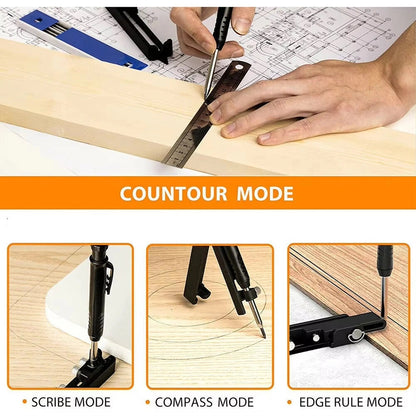 Multifunction Woodworking Scriber Compass Tool