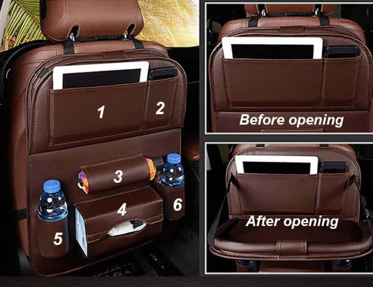 Multifunctional Car Seat Back Organizer with Foldable Table