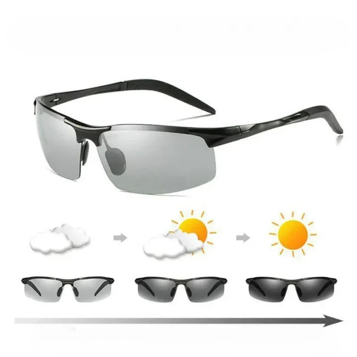 Automatic color-changing polarized sunglasses
